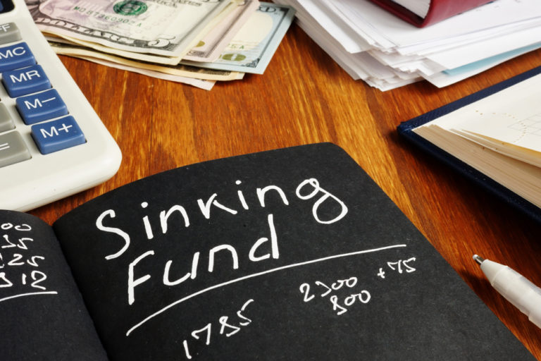 Sinking Fund Sign On The Page And Calculator.