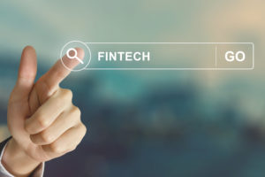 Business Hand Clicking Fintech Or Financial Technology Button On