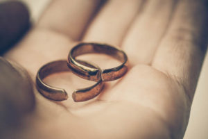 Two broken rings / Divorce concept
