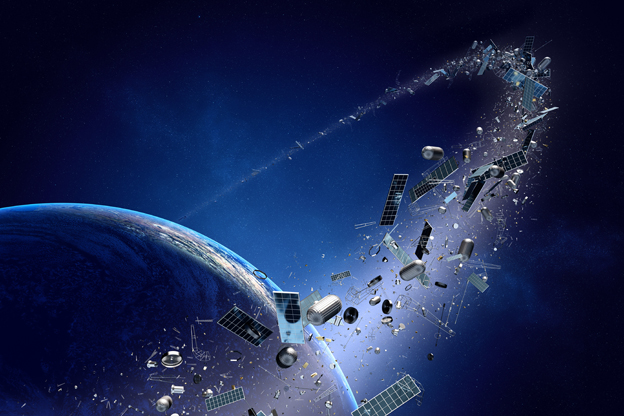 Space Junk Orbiting Around Earth Conceptual Of Pollution Around Our Planet 3d Artwork