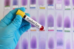 blood for Helicobacter pylori test